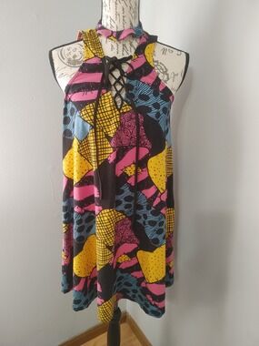 The Nightmare Before Christmas Graphic Dress with Bright Multicolor Print